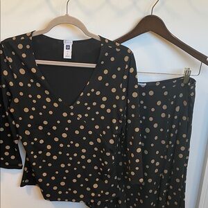 GAP Black and Tan Polka Dot Skirt Set